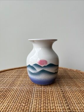 Handmade Pottery Vase Landscape Signed What Cheer Vintage